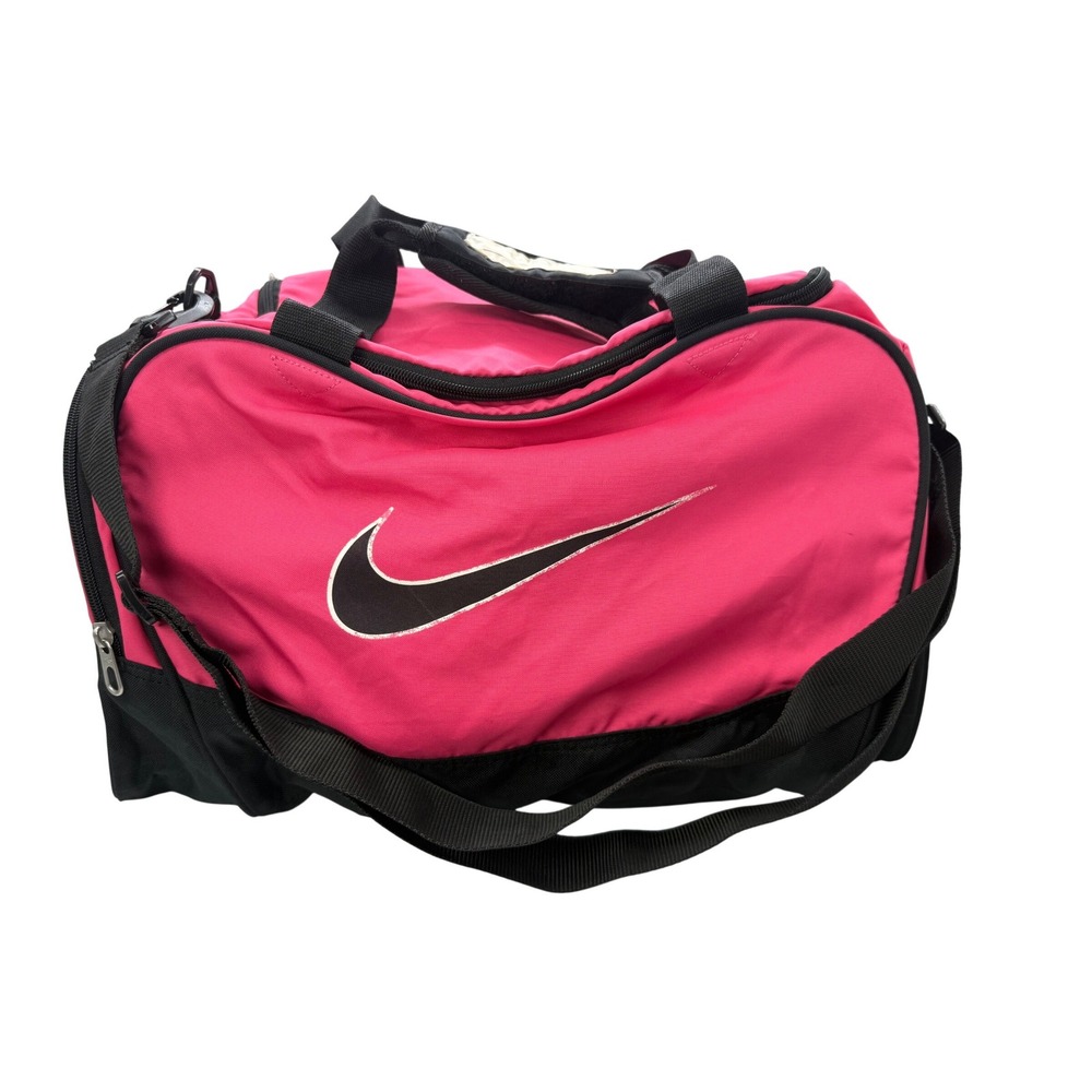 Nike Duffel Bag Hot Pink Black Gym Sports Beach Travel Training Shoulder Strap